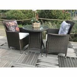 Cannes Mocha Brown Rattan Bistro Set