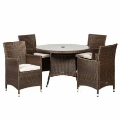 Cannes Mocha Brown 4 Seater Rattan Dining Set -Garden Furniture Shop FU102093 add image 4 1ef0