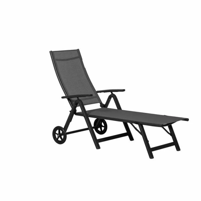 Sorrento Metal Wheeled Sun Lounger In Black 4 Sorrento Metal Wheeled Sun Lounger In Black - Image 4