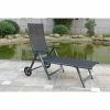 Sorrento Metal Wheeled Sun Lounger In Black