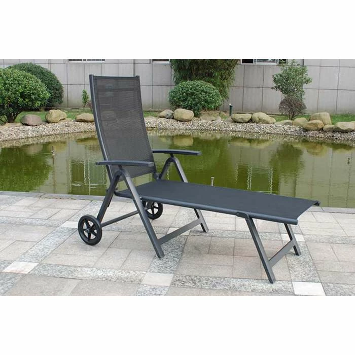 Sorrento Metal Wheeled Sun Lounger In Black 1 Sorrento Metal Wheeled Sun Lounger In Black