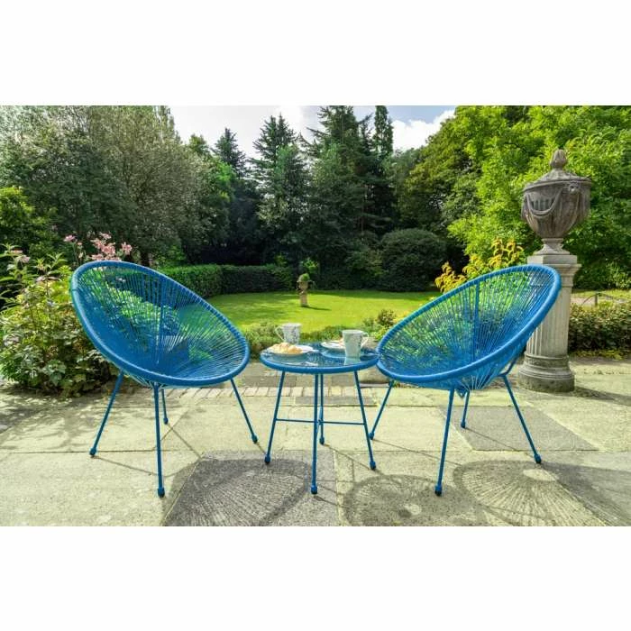 Monaco Blue 3 Piece Metal Egg Chair Set 2 Monaco Blue 3 Piece Metal Egg Chair Set - Image 2
