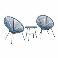 Monaco Blue 3 Piece Metal Egg Chair Set 6 Monaco Blue 3 Piece Metal Egg Chair Set -Garden Furniture Shop FU102104 add image 2 cf34