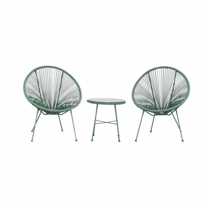 Monaco Green 3 Piece Metal Egg Chair Set 1 Monaco Green 3 Piece Metal Egg Chair Set
