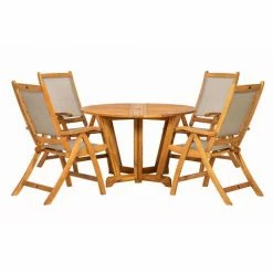 Henley 4 Seater Wooden Dining Set With Reclining Chairs