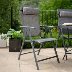 Kennet Reclining 4 Seater Polytex Dining Set In Grey By Hectare® -Garden Furniture Shop FU102196 add image 6 c04a