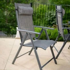 Kennet Reclining 6 Seater Polytex Dining Set In Grey By Hectare® -Garden Furniture Shop FU102197 add image 2 dad5