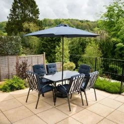 Hadleigh 6 Seater Garden Dining Furniture Set In Navy By Hectare® -Garden Furniture Shop FU102200 add image 1 aa6e