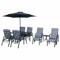 Hadleigh Reclining 6 Seater Garden Dining And Leisure Furniture Set In Blue By Hectare® -Garden Furniture Shop FU102204 add image 1 3ea9