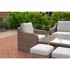 'Peony' Luxury Rattan 8 Seater Modular Garden Sofa Set with Rectangular Rising Table and Parasol by Primrose Living -Garden Furniture Shop FU102232 3 fe9c