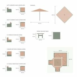'Peony' Luxury Rattan 7 Seater Modular Garden Sofa Set with Square Rising Table in Stone by Primrose Living -Garden Furniture Shop FU102238 V2 59b2