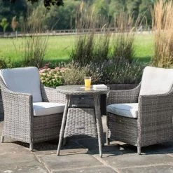 Luxury Bistro Set in Stone Rattan by Primrose Living