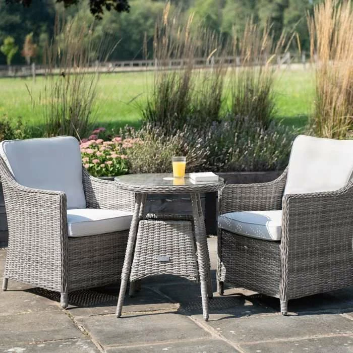 Luxury Bistro Set in Stone Rattan by Primrose Living 1 Luxury Bistro Set in Stone Rattan by Primrose Living