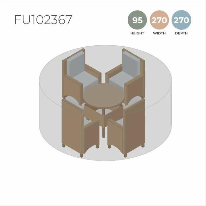 Premium Black Circular 4 Seater Garden Dining Set Cover by Primrose Living - 270x270cm 1 Premium Black Circular 4 Seater Garden Dining Set Cover by Primrose Living - 270x270cm