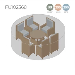 Medium Black Round Dining Set Cover - 250 x 95cm -Garden Furniture Shop FU102368 main image coverdimensions mashed f01b