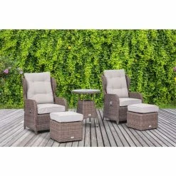 Luxury Rattan Recliner Bistro Set by Primrose Living -Garden Furniture Shop FU102383 Main 900b