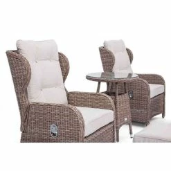 Luxury Rattan Recliner Bistro Set by Primrose Living -Garden Furniture Shop FU102383 Natural 1 Chairs 50b1