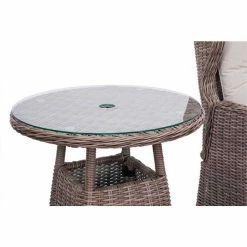 Luxury Rattan Recliner Bistro Set by Primrose Living -Garden Furniture Shop FU102383 Natural TableClose 1b56