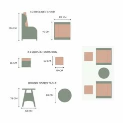 Luxury Rattan Recliner Bistro Set in Stone by Primrose Living -Garden Furniture Shop FU102383 V2 98af