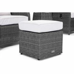 Luxury Rattan Recliner Bistro Set in Stone by Primrose Living -Garden Furniture Shop FU102384 Dark Grey 2 Footstool 085d