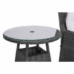 Luxury Rattan Recliner Bistro Set in Stone by Primrose Living -Garden Furniture Shop FU102384 Dark Grey 7 TableClose ec95