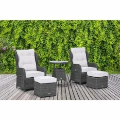 Luxury Rattan Recliner Bistro Set in Stone by Primrose Living -Garden Furniture Shop FU102384 Main 3b18