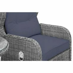 Luxury Rattan Recliner Bistro Set in Pebble by Primrose Living -Garden Furniture Shop FU102385 Light Grey 1 ChairCloseandLever f83b