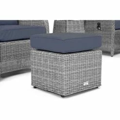 Luxury Rattan Recliner Bistro Set in Pebble by Primrose Living -Garden Furniture Shop FU102385 Light Grey 2 Footstool 498a