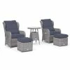 Luxury Rattan Recliner Bistro Set in Pebble by Primrose Living