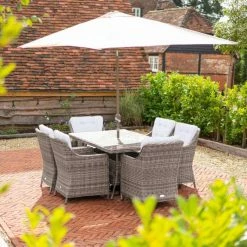 Luxury Rattan 6 Seater Rectangular Garden Dining Set by Primrose Living