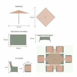 Luxury Rattan 6 Seater Rectangular Garden Dining Set in Stone by Primrose Living -Garden Furniture Shop FU102389 V2 dee9
