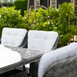Luxury Rattan 6 Seater Rectangular Garden Dining Set in Stone by Primrose Living -Garden Furniture Shop FU102390 PRI1296 Primrose Furniture Un Cropped 44 FU102389copyRESIZED ChairsClo 50a2