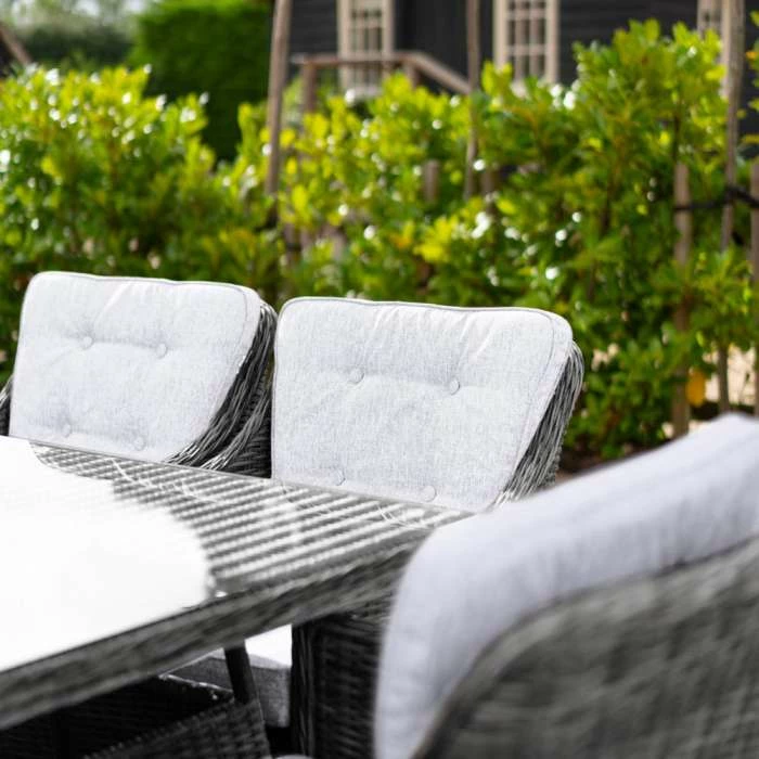 Luxury Rattan 6 Seater Rectangular Garden Dining Set in Stone by Primrose Living - Image 4