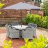 Luxury Rattan 6 Seater Rectangular Garden Dining Set in Pebble by Primrose Living