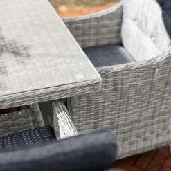 Luxury Rattan 6 Seater Rectangular Garden Dining Set in Pebble by Primrose Living -Garden Furniture Shop FU102391 PRI1296 Primrose Furniture Un Cropped 46 FU102389copyRESIZED TableCorn bdda