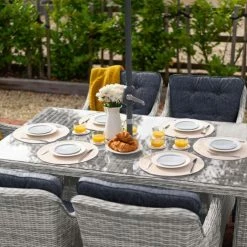 Luxury Rattan 6 Seater Rectangular Garden Dining Set in Pebble by Primrose Living -Garden Furniture Shop FU102391 PRI1296 Primrose Furniture Un Cropped 49 FU102389copyRESIZED Table 9c5f