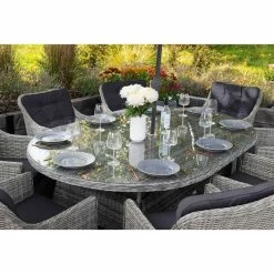 Luxury Rattan 8 Seater Oval Garden Dining Set in Pebble by Primrose Living -Garden Furniture Shop FU102392 Light Grey 3 9e72