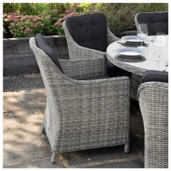 Luxury Rattan 8 Seater Oval Garden Dining Set in Pebble by Primrose Living -Garden Furniture Shop FU102392 Light Grey ChairSide a258