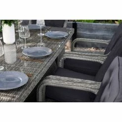 Luxury Rattan 8 Seater Rectangular Garden Dining Set in Pebble by Primrose Living 9 Luxury Rattan 8 Seater Rectangular Garden Dining Set in Pebble by Primrose Living -Garden Furniture Shop FU102393 Light Grey 4 5a95