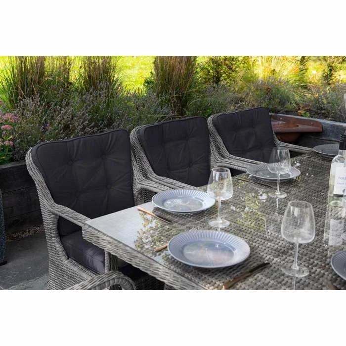 Luxury Rattan 8 Seater Rectangular Garden Dining Set in Pebble by Primrose Living 6 Luxury Rattan 8 Seater Rectangular Garden Dining Set in Pebble by Primrose Living - Image 6