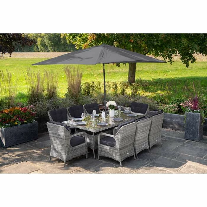 Luxury Rattan 8 Seater Rectangular Garden Dining Set in Pebble by Primrose Living 1 Luxury Rattan 8 Seater Rectangular Garden Dining Set in Pebble by Primrose Living