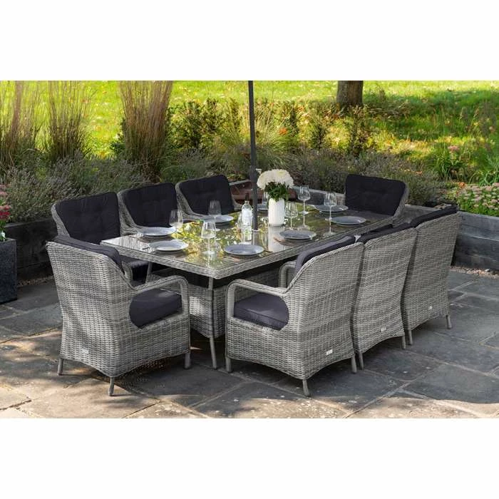 Luxury Rattan 8 Seater Rectangular Garden Dining Set in Pebble by Primrose Living 2 Luxury Rattan 8 Seater Rectangular Garden Dining Set in Pebble by Primrose Living - Image 2