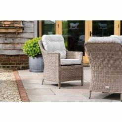 Luxury Rattan 6 Seater Oval Fire Pit Table Garden Dining Set by Primrose Living