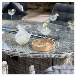 Luxury Rattan 6 Seater Oval Fire Pit Garden Dining Set in Pebble by Primrose Living -Garden Furniture Shop FU102396 1 e80b