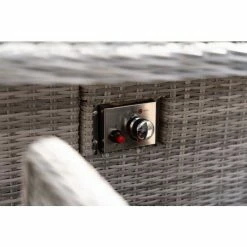 Luxury Rattan 6 Seater Oval Fire Pit Garden Dining Set in Pebble by Primrose Living