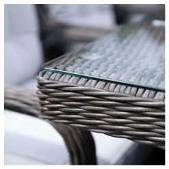 Luxury Rattan 8 Seater Rectangular Fire Pit Table Garden Dining set in Stone by Primrose Living -Garden Furniture Shop FU102398 1 161f