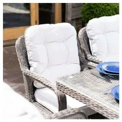 Luxury Rattan 8 Seater Rectangular Fire Pit Table Garden Dining set in Stone by Primrose Living -Garden Furniture Shop FU102398 1 4b8e