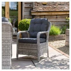 Luxury Rattan 8 Seater Rectangular Fire Pit Garden Dining Set in Pebble by Primrose Living -Garden Furniture Shop FU102399 2 8c51