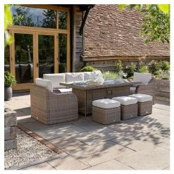 'Peony' Luxury Rattan 8 Seater Garden Sofa Set with Rectangular Fire Pit Table and Stools by Primrose Living 12 'Peony' Luxury Rattan 8 Seater Garden Sofa Set with Rectangular Fire Pit Table and Stools by Primrose Living -Garden Furniture Shop FU102400 1 2c5d