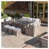 'Peony' Luxury Rattan 8 Seater Garden Sofa Set with Rectangular Fire Pit Table and Stools by Primrose Living